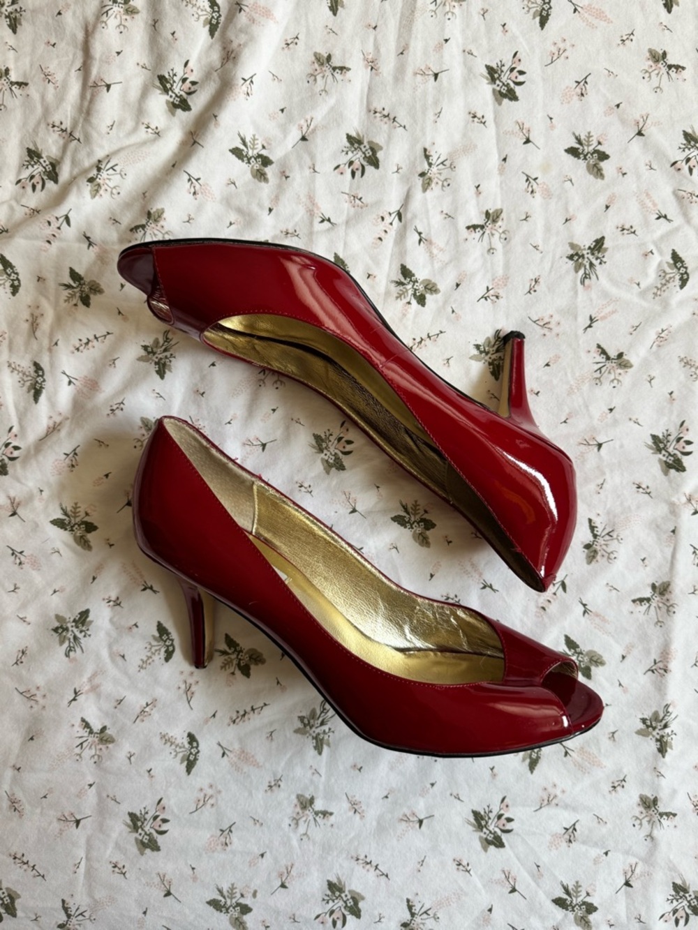 Steve Madden Red Patent Peep-Toe Heels